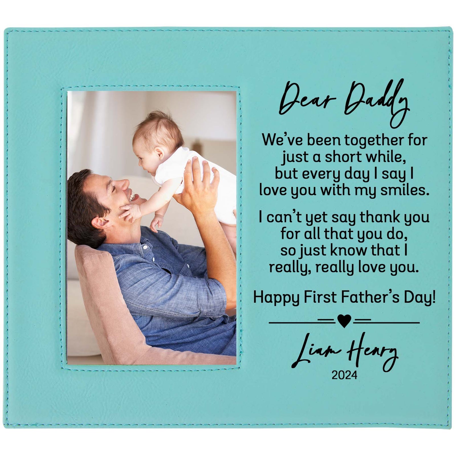 Dear Daddy First Father's Day Custom Leatherette Picture Frame by Sunny Box
