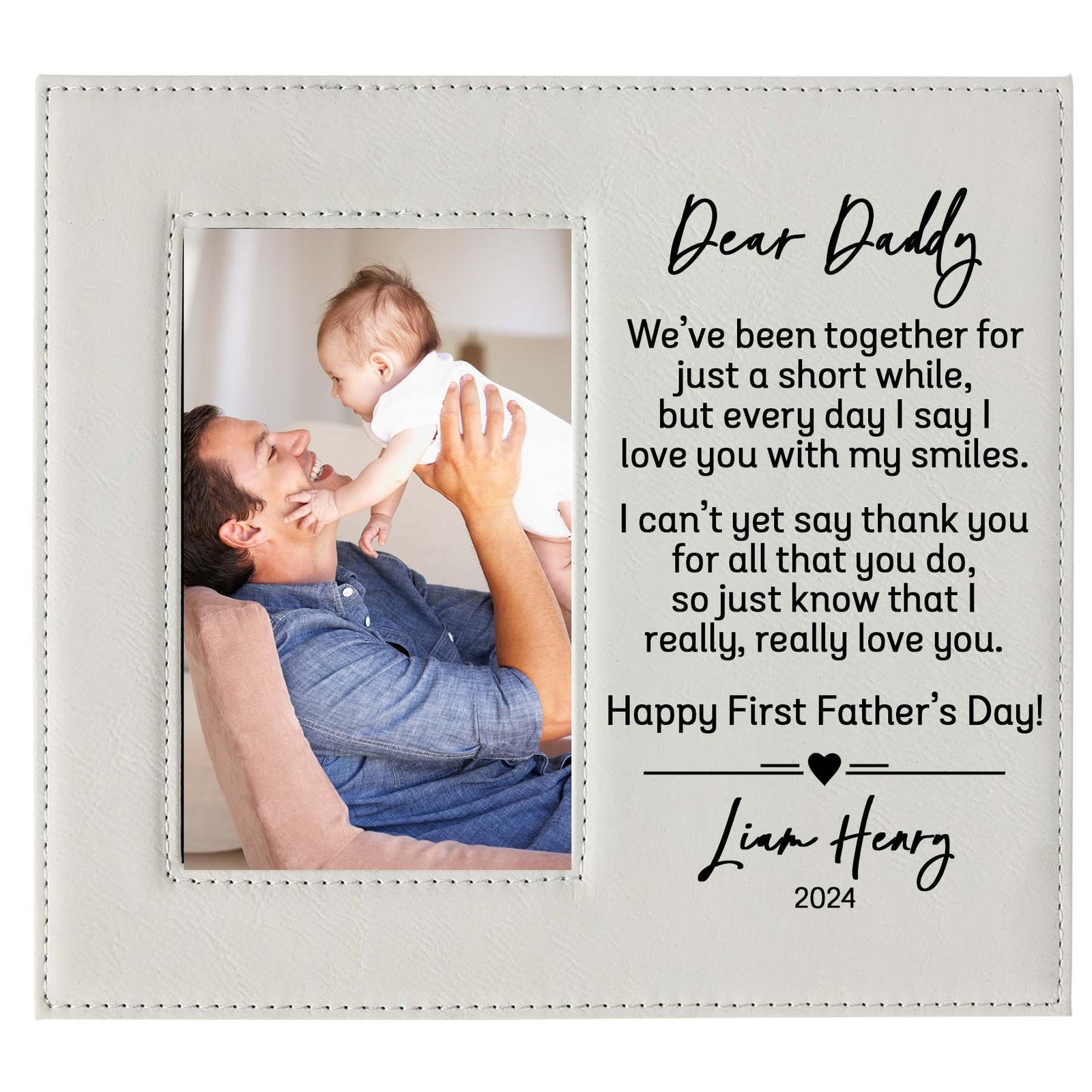 Dear Daddy First Father's Day Custom Leatherette Picture Frame by Sunny Box