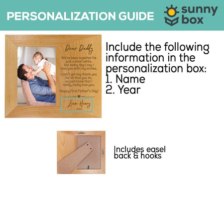 Dear Daddy First Father's Day Custom Wood Picture Frame by Sunny Box