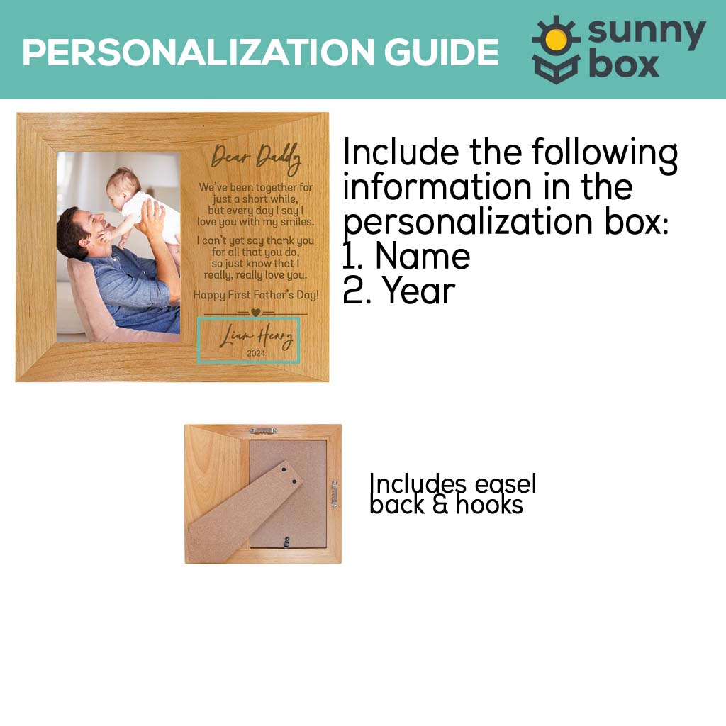 Dear Daddy First Father's Day Custom Wood Picture Frame by Sunny Box