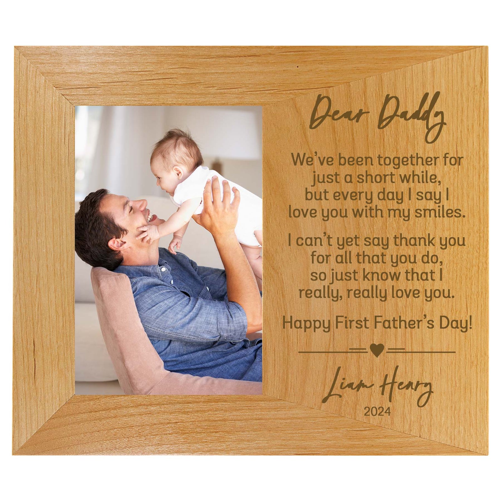 Dear Daddy First Father's Day Custom Wood Picture Frame by Sunny Box