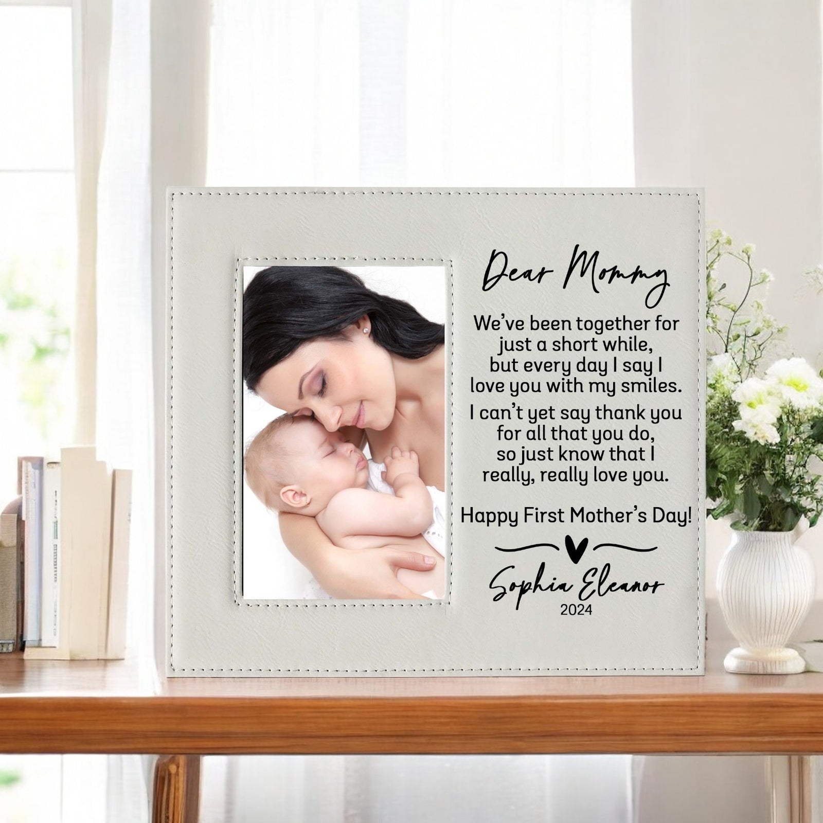 Dear Mommy First Mother's Day Custom Leatherette Picture Frame by Sunny Box