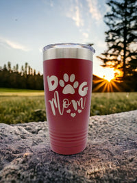 Dog Mom Engraved Tumbler 20oz Maroon - Sunny Box