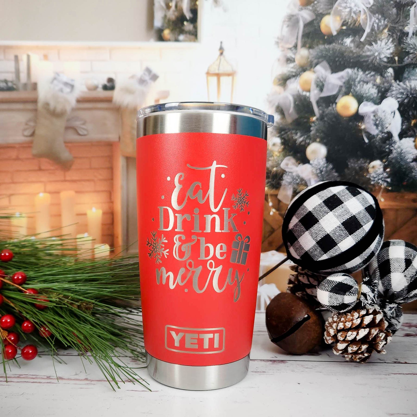 Eat, Drink & Be Merry - Christmas Engraved YETI Tumbler