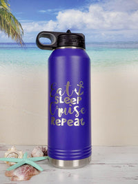 Eat Sleep Cruise Repeat - Engraved 32oz Purple Polar Camel Water Bottle by Sunny Box