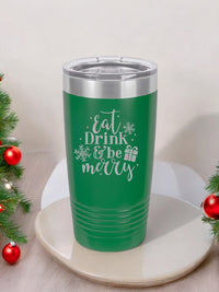Eat Drink and Be Merry Engraved Green Mug by Sunny Box