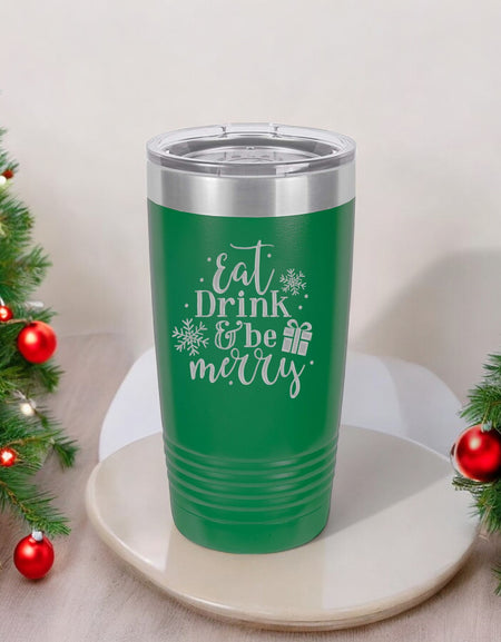 Eat Drink and Be Merry Engraved Green Mug by Sunny Box