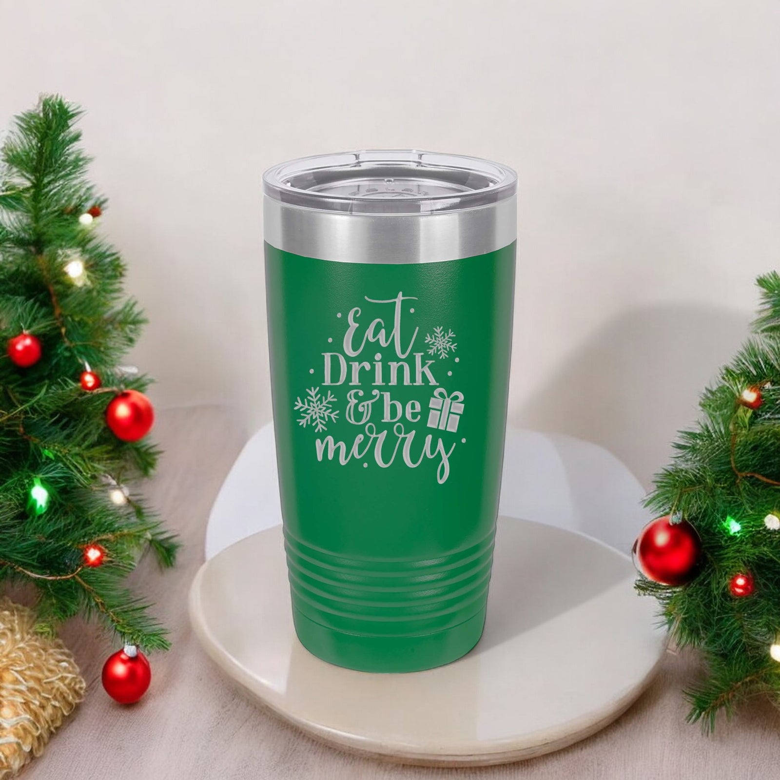 Eat Drink and Be Merry Engraved Green Mug by Sunny Box