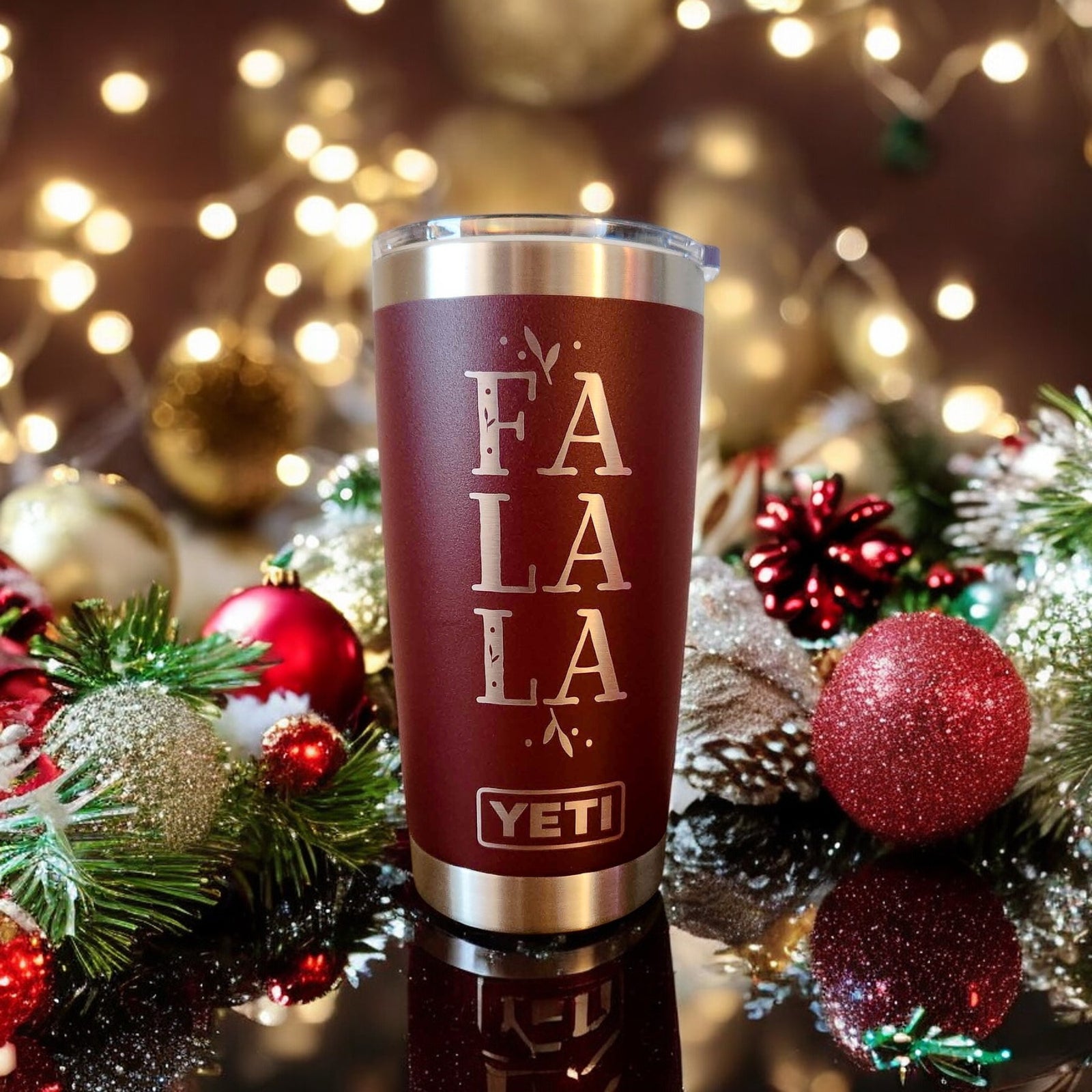 Fa La La - Christmas Engraved YETI Tumbler