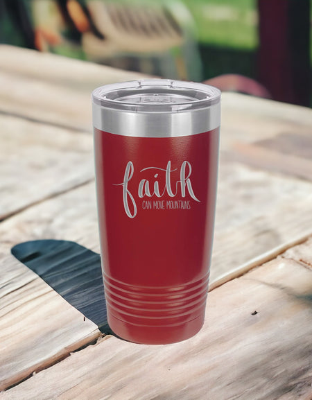 Faith Can Move Mountains - Christian Engraved Polar Camel Tumbler