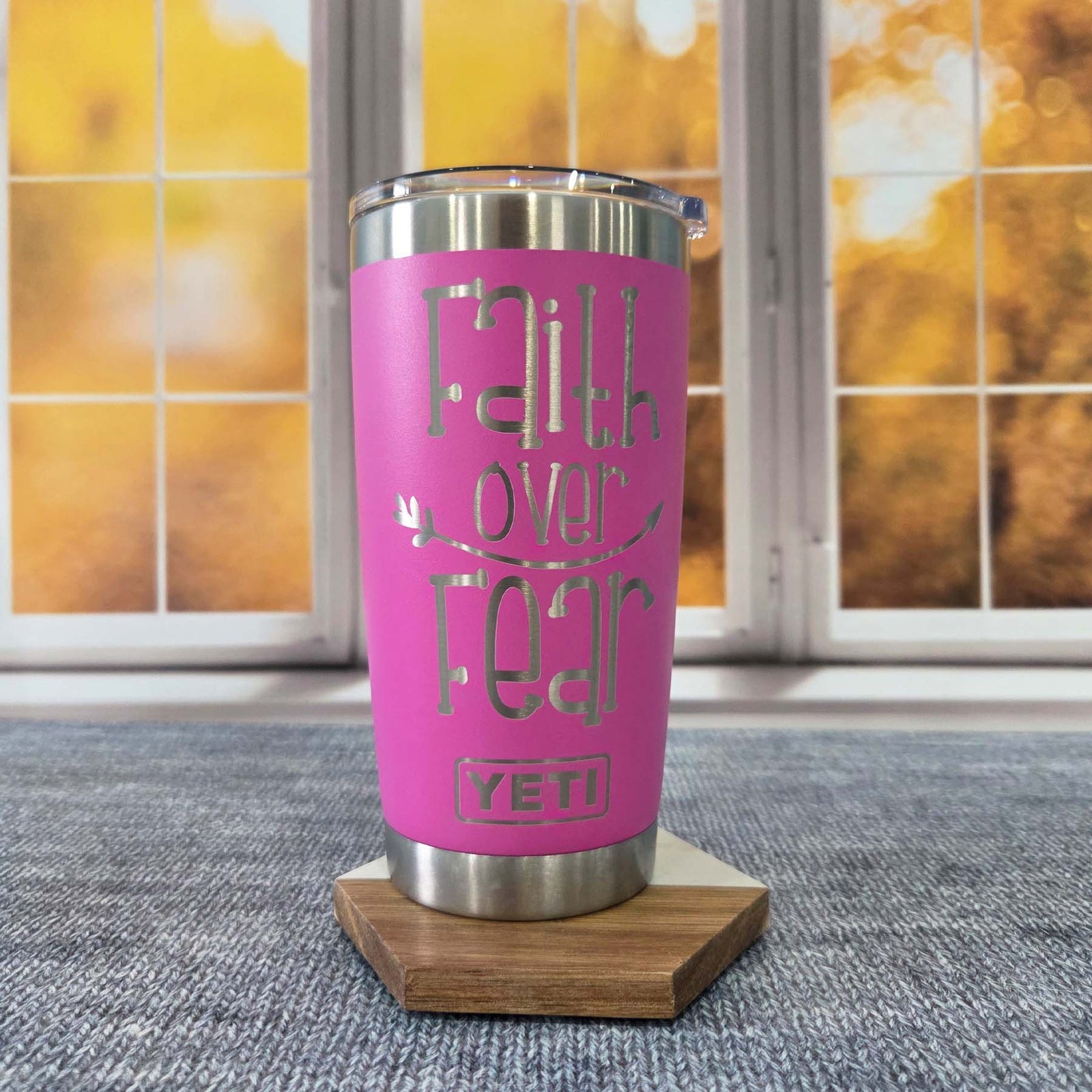 Faith Over Fear Design #2 - Inspirational Engraved YETI Tumbler