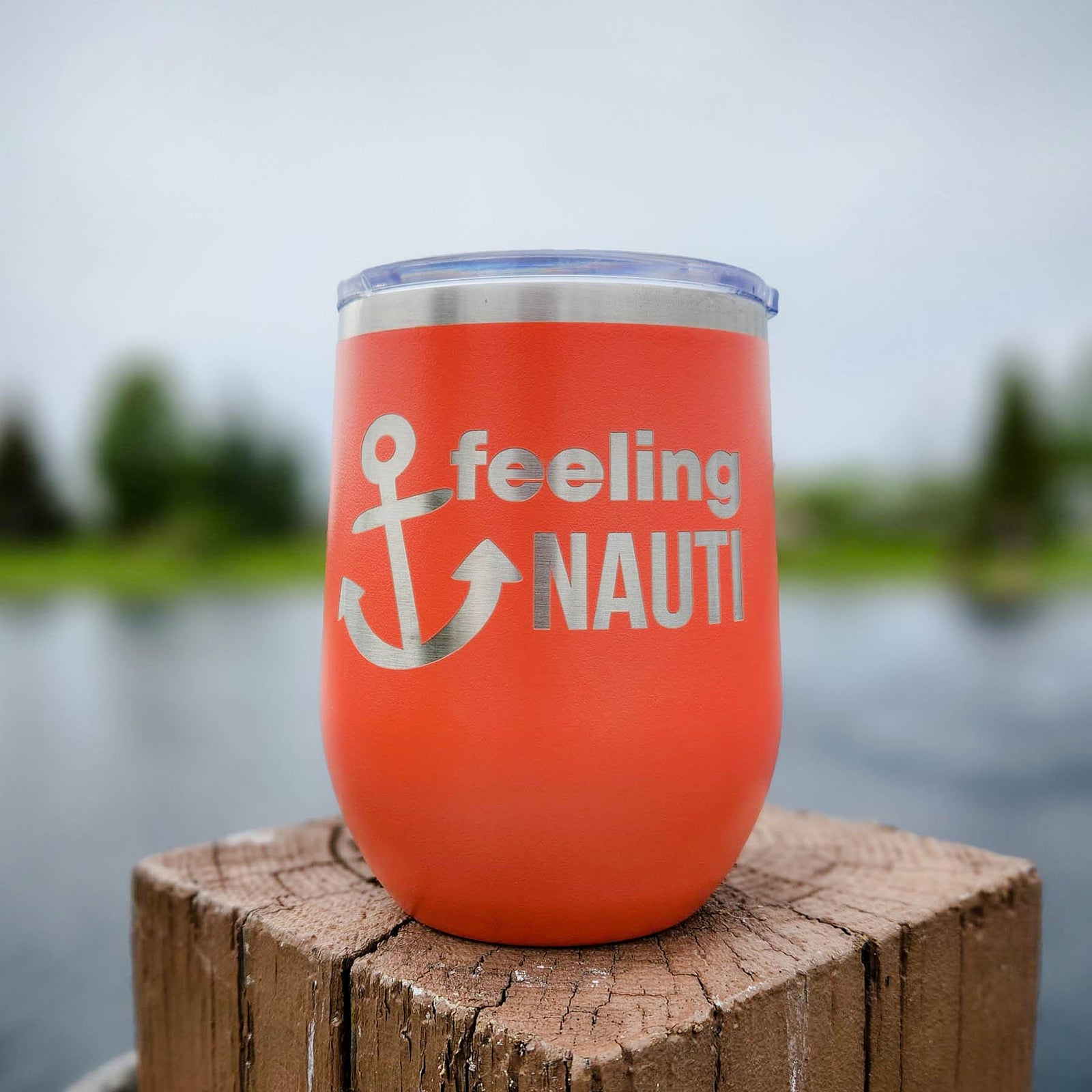 Feeling Nauti - Engraved 12oz Wine Tumbler Coral Polar Camel - Sunny Box