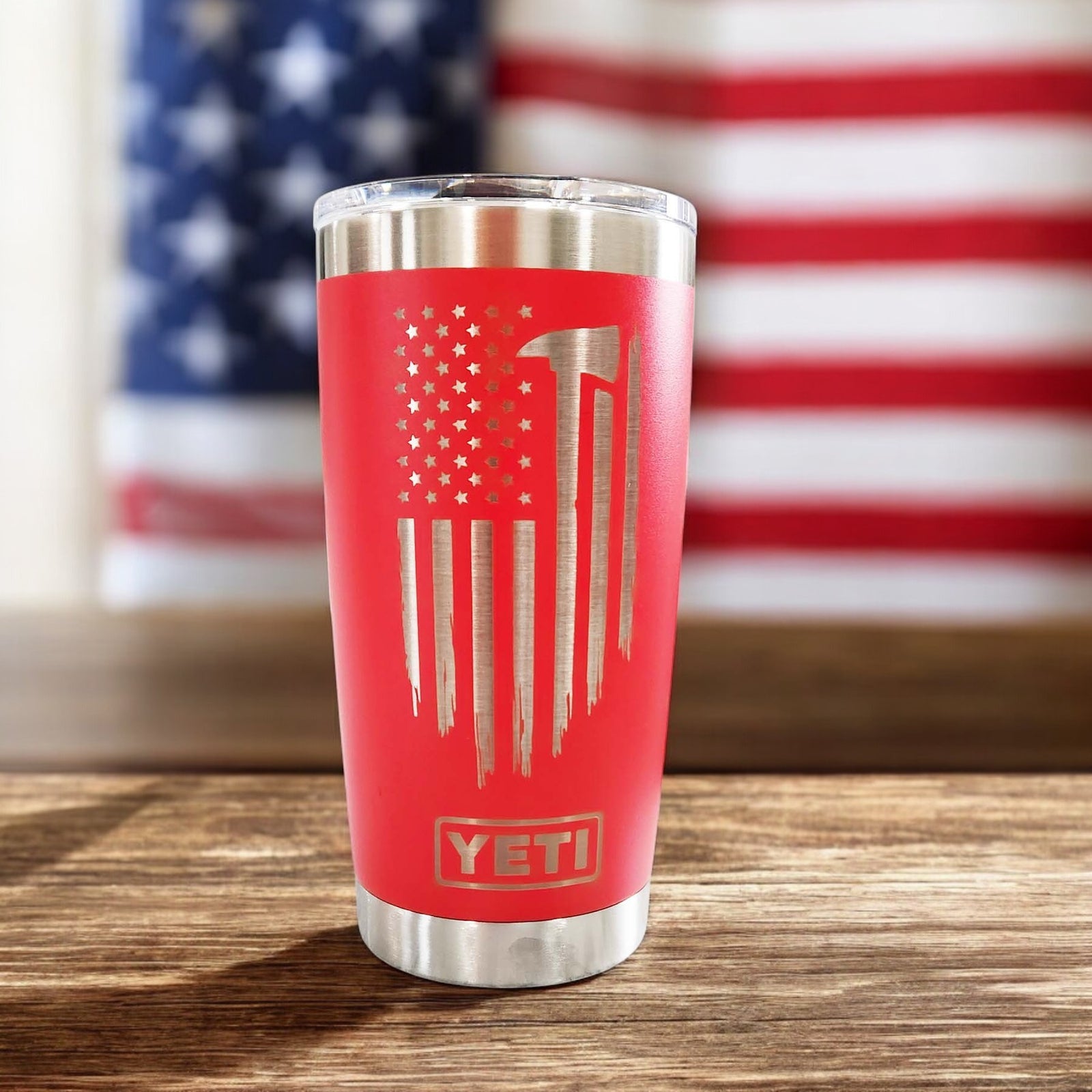 Thin Red Line Firefighter Flag YETI