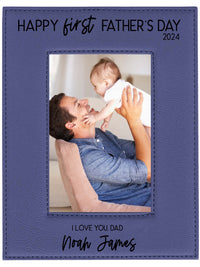 Happy First Father's Day Leatherette Picture Frame