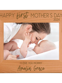 Personalized Engraved First Mother's Day Wood Picture Frame - Sunny Box
