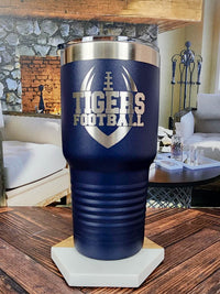 Football School mascot School Spirit Team Fundraising - Engraved 30oz navy polar camel tumbler by sunny box