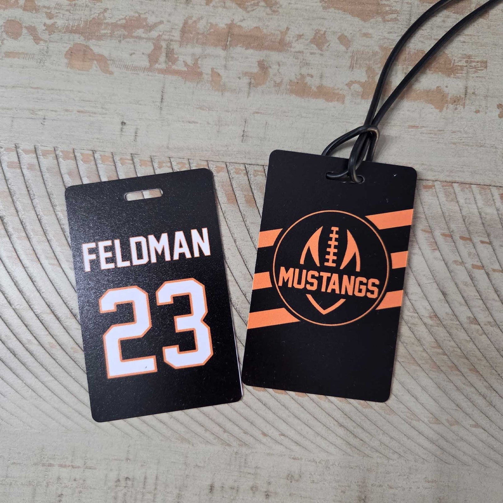 Football Team Logo Sports Bag Tag Stripes