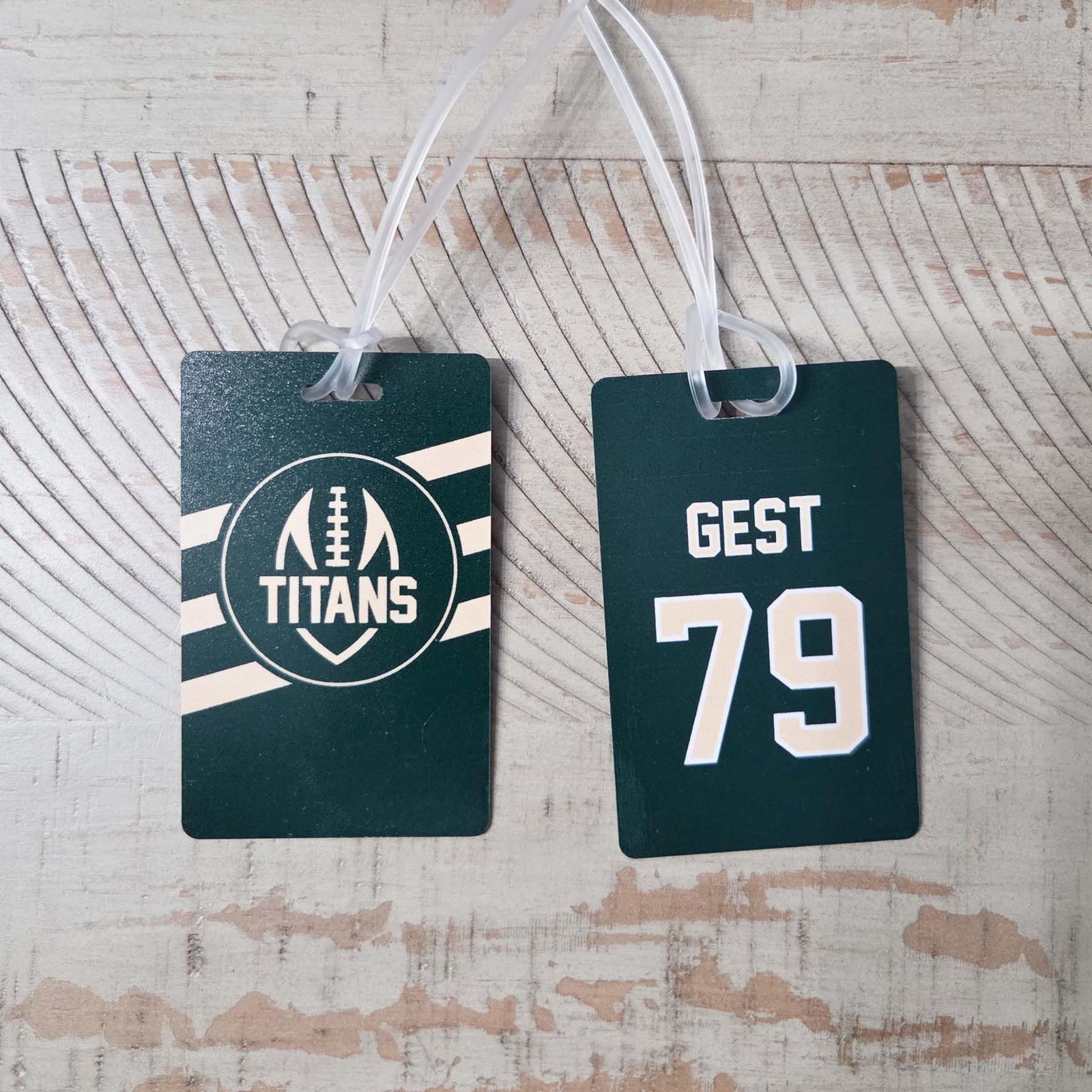 Football Team Logo Sports Bag Tag Stripes