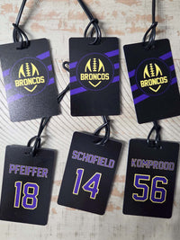 Football Team Logo Sports Bag Tag Stripes