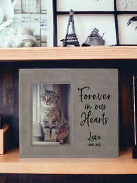 Forever In Our Hearts - Pet Memorial Personalized Leatherette Frame Gray - Sunny Box