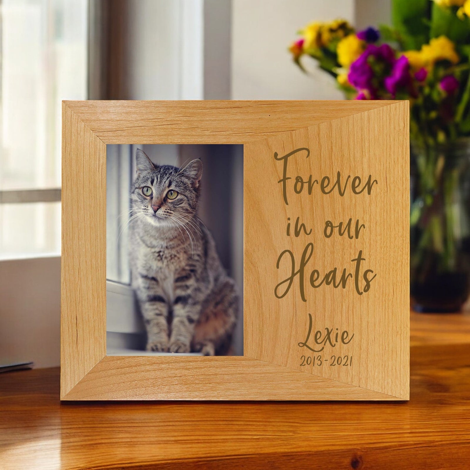 Forever In Our Hearts - Pet Memorial Personalized Wood Frame - Sunny Box