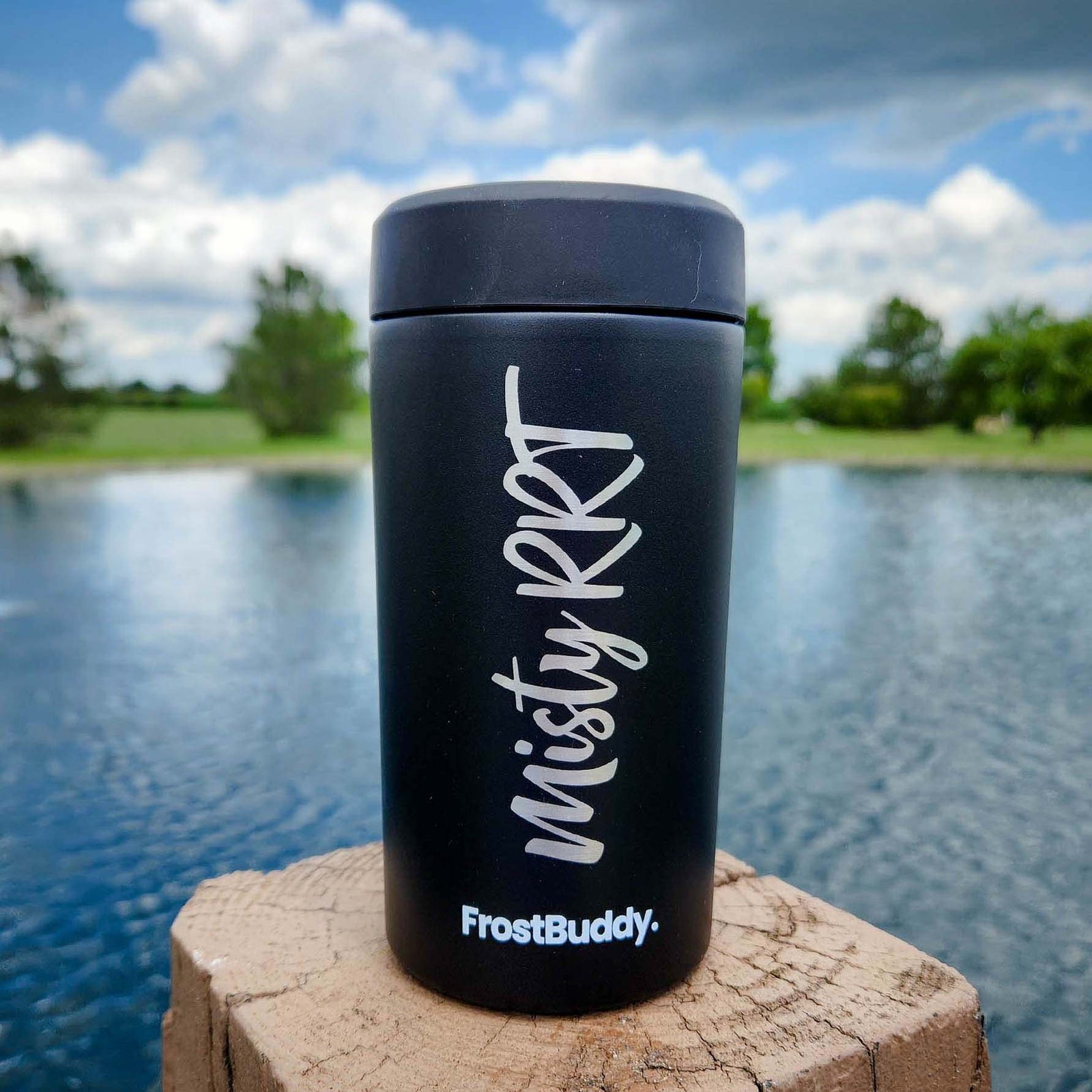Engraved Frost Buddy Universal Can Cooler Black by Sunny Box