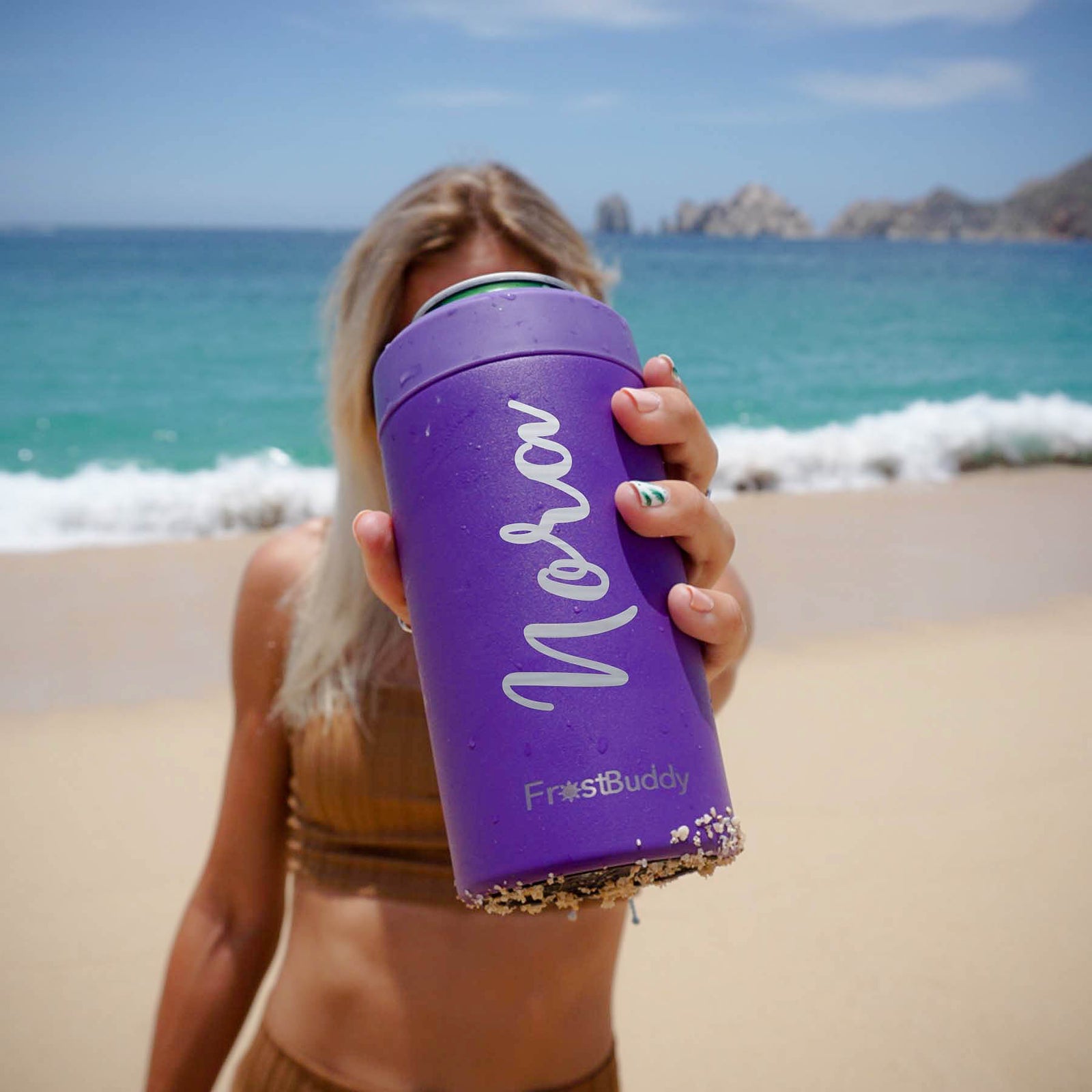 Engraved Frost Buddy Universal Can Cooler Purple by Sunny Box