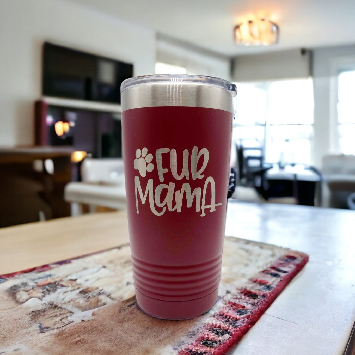 Fur Mama - Engraved 20oz Maroon Polar Camel Tumbler - Sunny Box