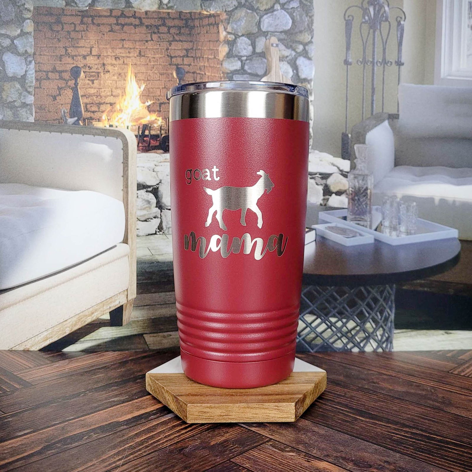 Goat Mama Engraved Polar Camel 20oz Maroon Tumbler by Sunny Box