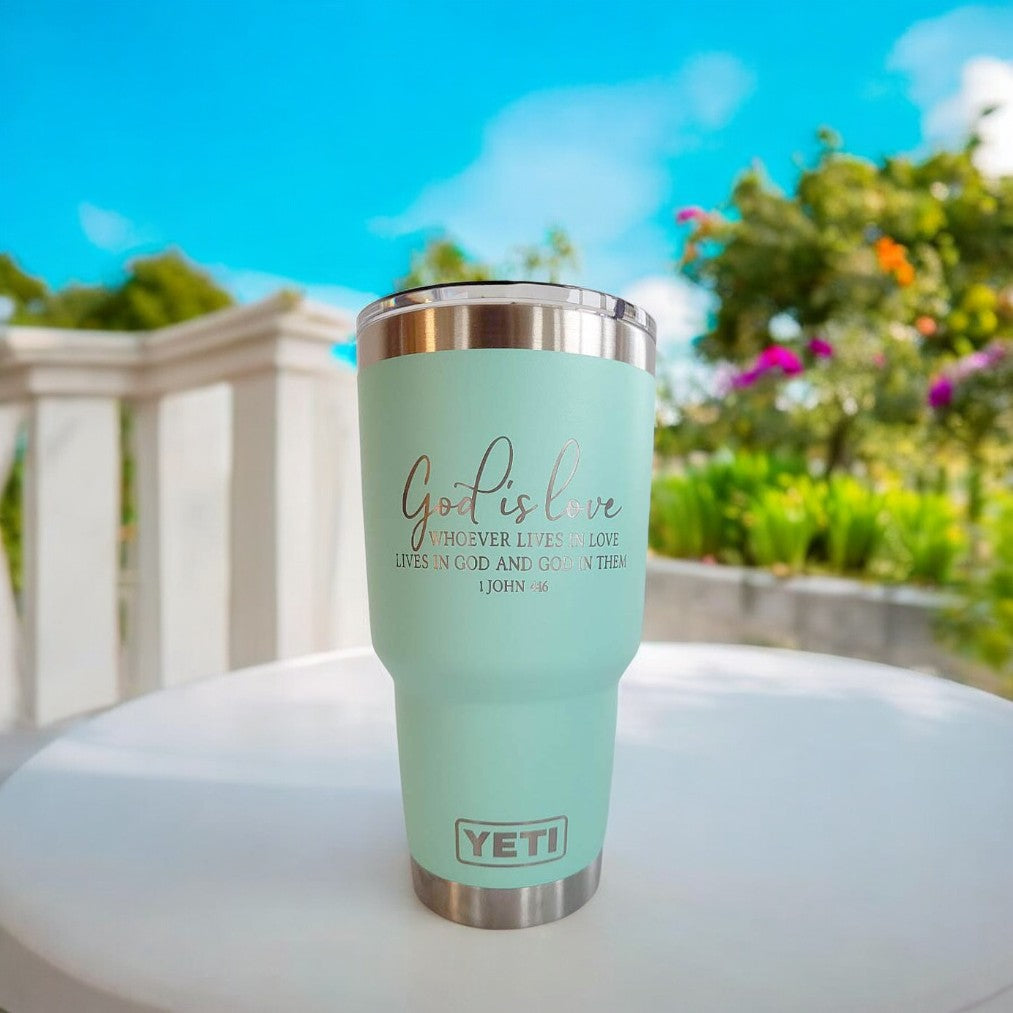 God Is Love - 1 John 4:16 - Christian Engraved YETI Tumbler