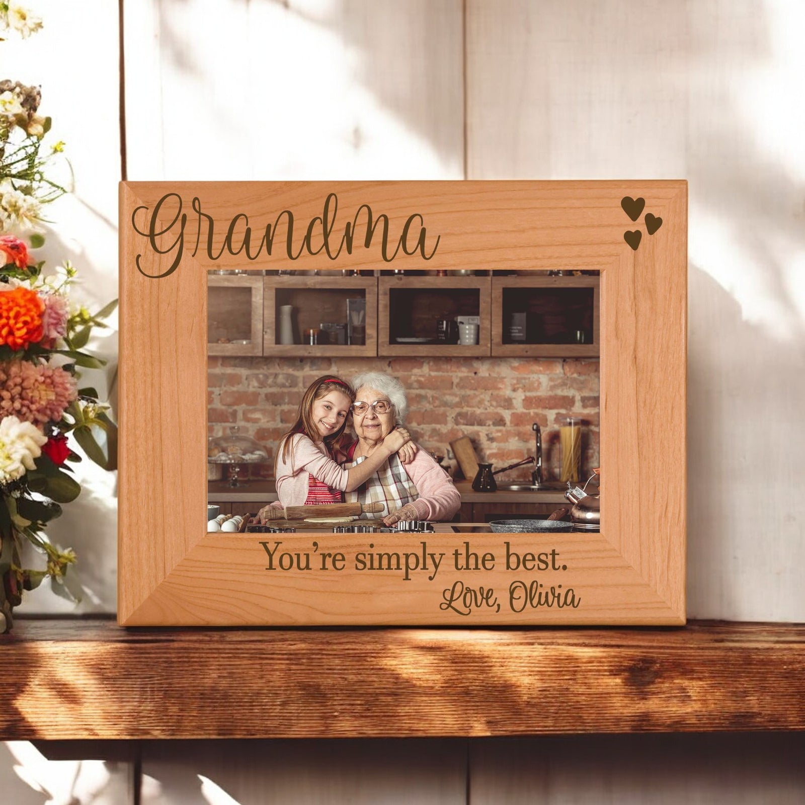 Personalized Engraved Grandma Wood Picture Frame - Sunny Box