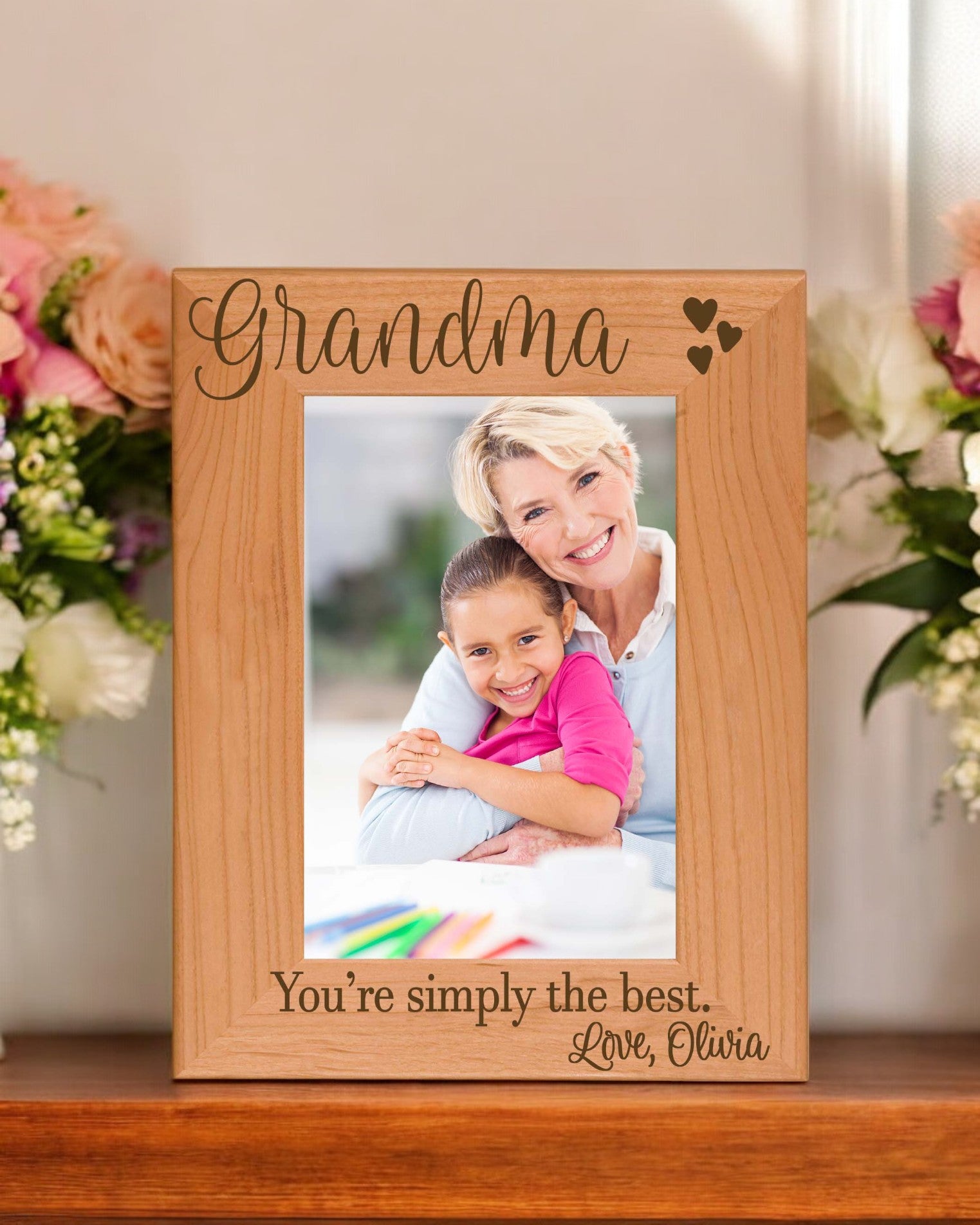 Personalized Engraved Grandma Wood Picture Frame - Sunny Box