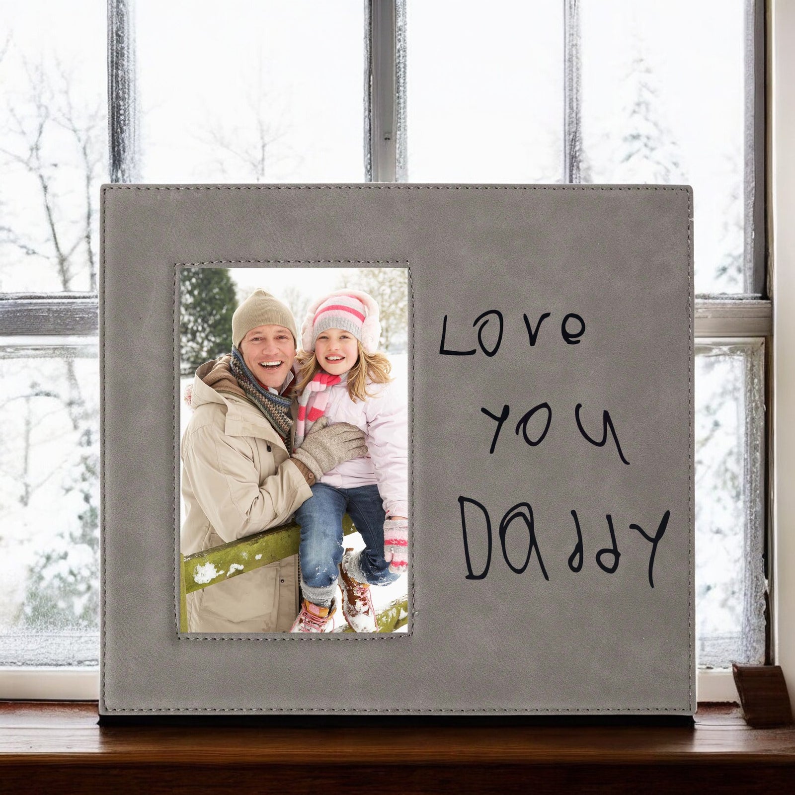 Custom Handwriting Leatherette Wide Picture Frame