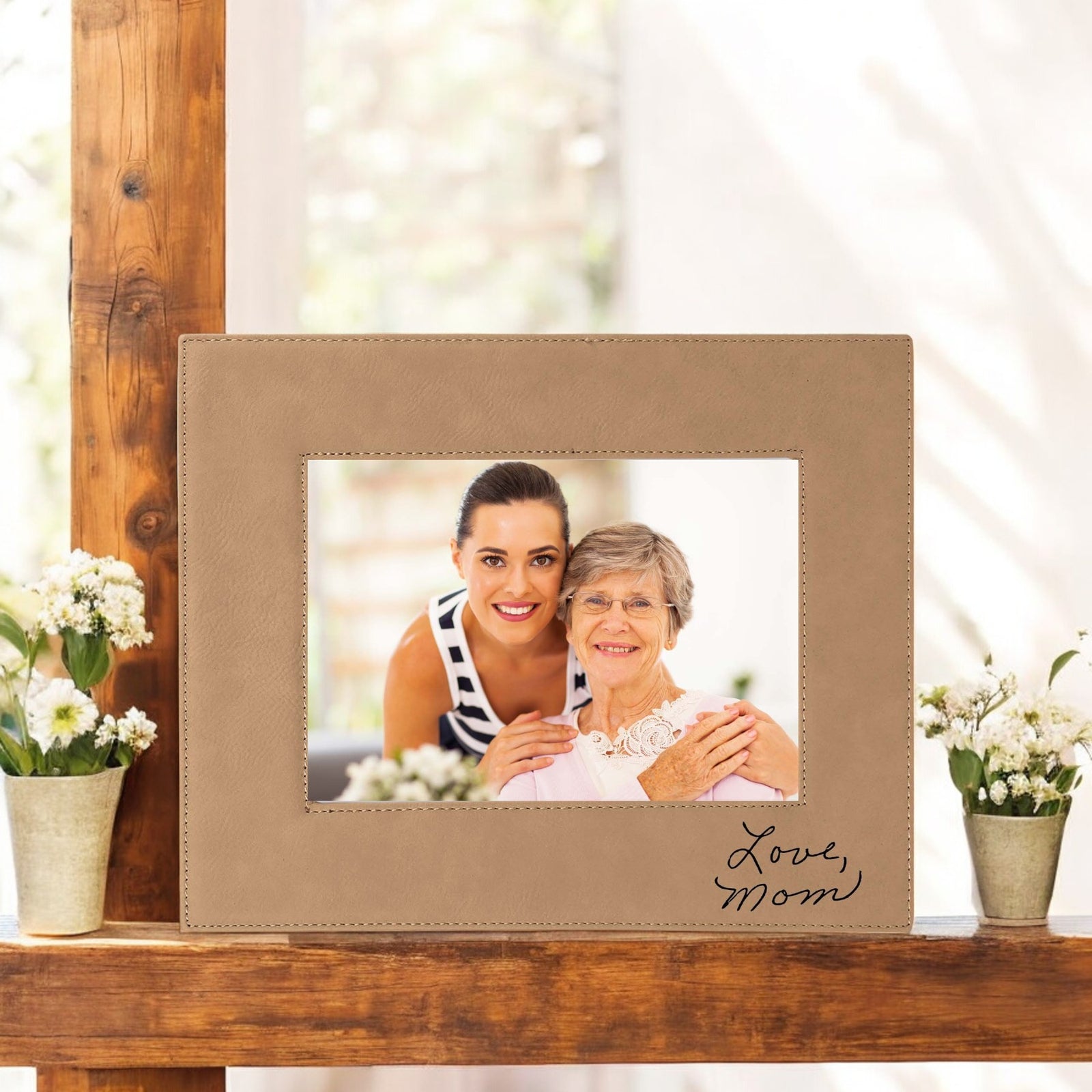 Handwritten Custom Engraved Leatherette Picture Frame