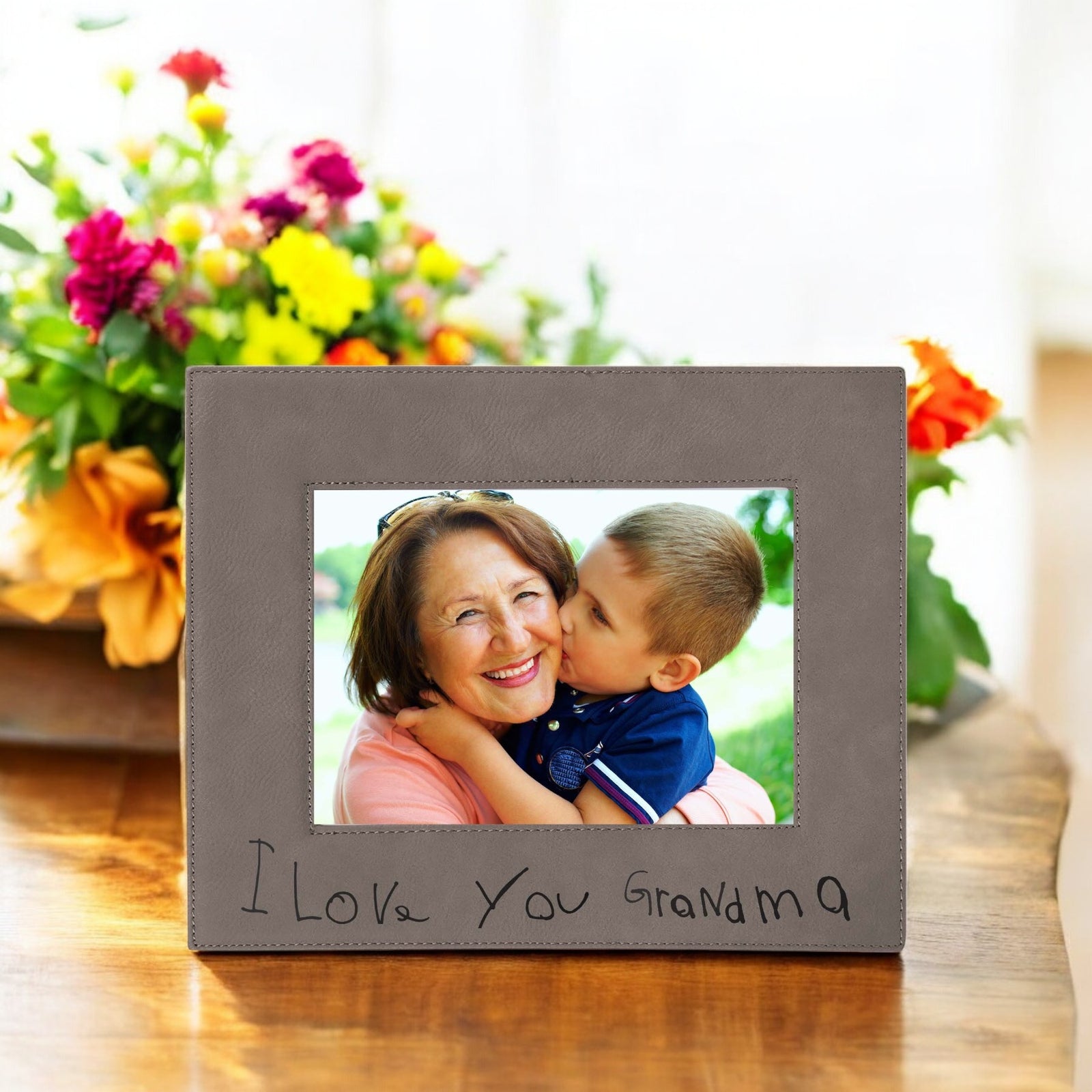 Handwritten Custom Engraved Leatherette Picture Frame2