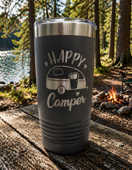 Happy Camper - RV Camping - Engraved Polar Camel Tumbler