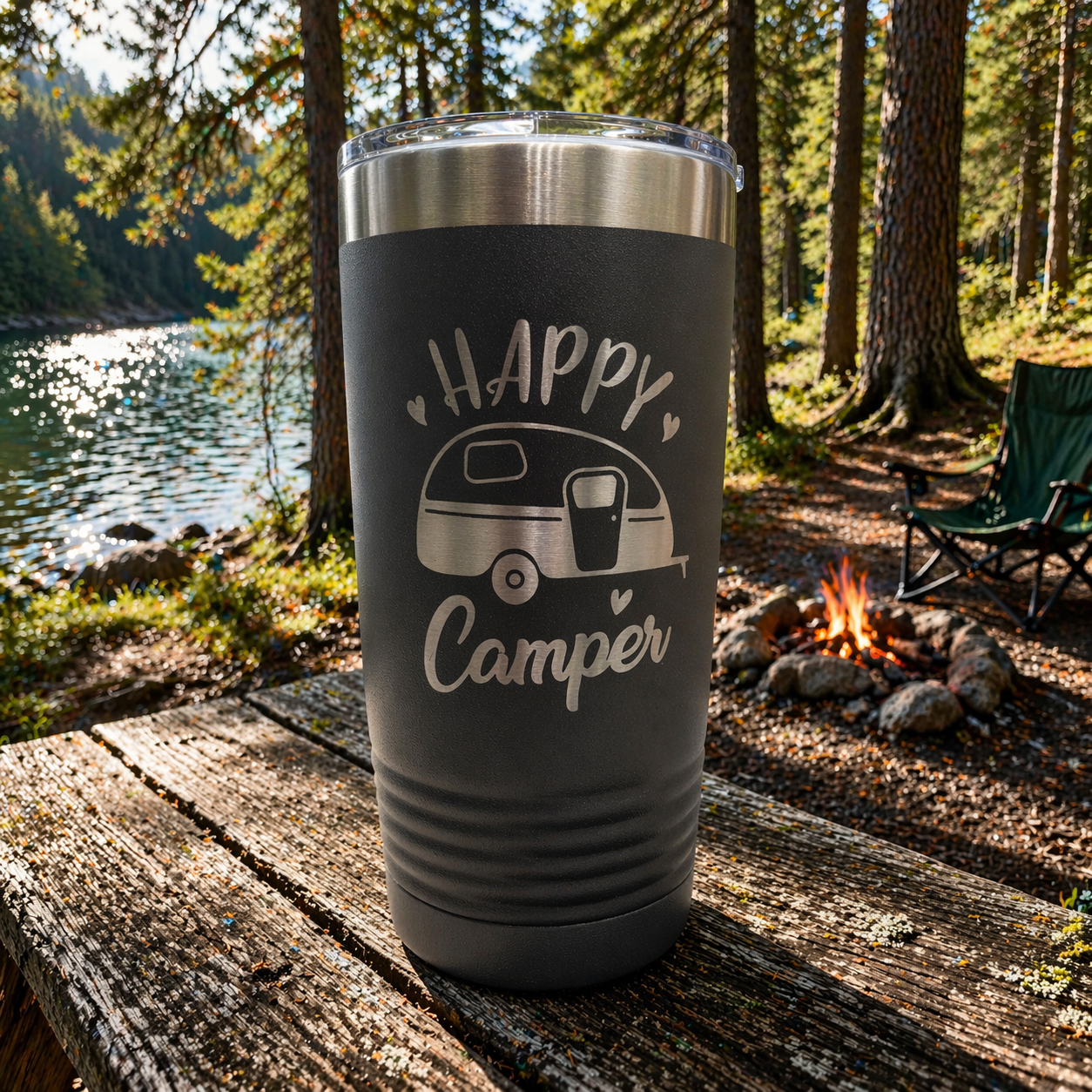 Happy Camper - RV Camping - Engraved Polar Camel Tumbler