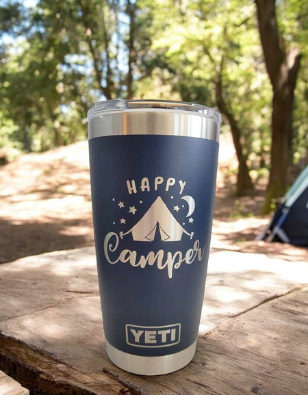 Happy Camper - Tent Camping - Engraved YETI Tumbler