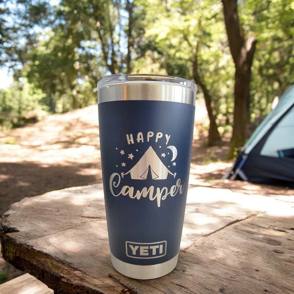 Happy Camper - Tent Camping - Engraved YETI Tumbler