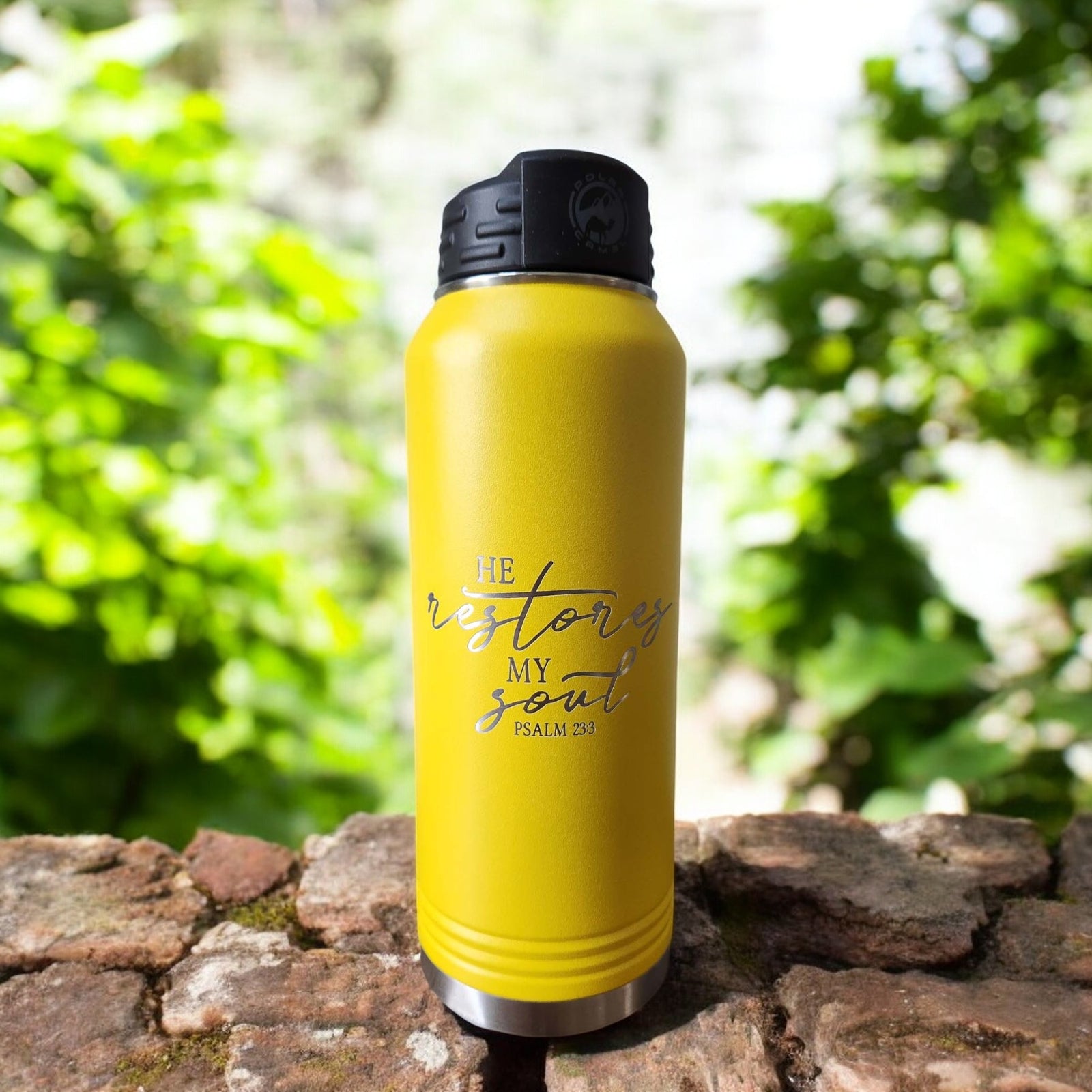 He Restores My Soul- Psalm 23:3 Scripture Engraved Polar Camel Tumbler