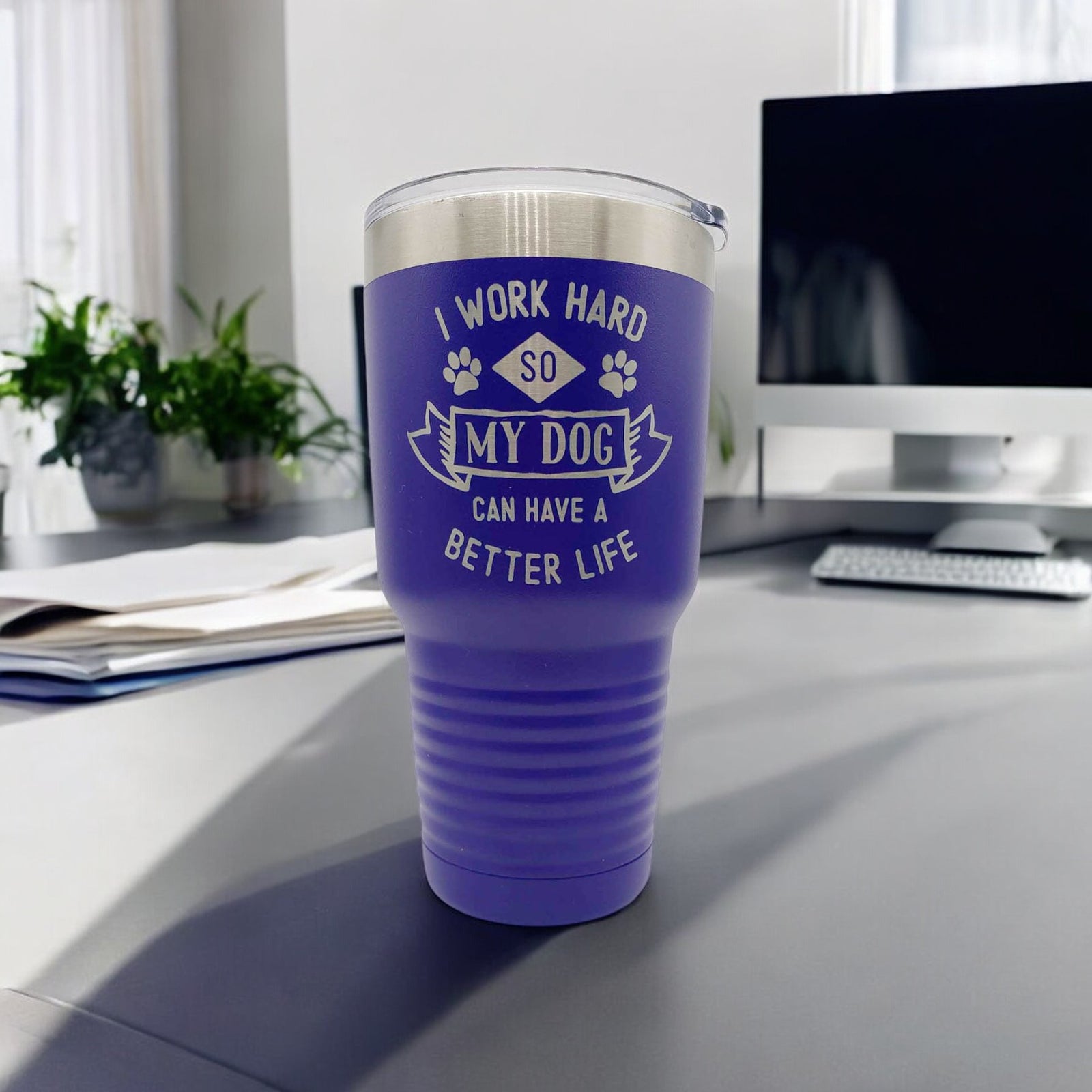I Work Hard So My Dog Can Have A Better Life - Engraved Polar Camel Tumbler