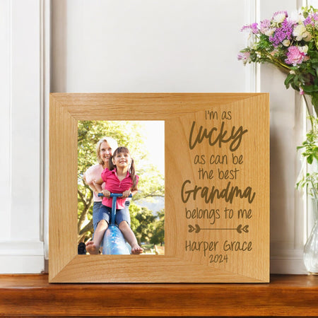 The Best Grandma Belongs To Me Custom Alder Wood Picture Frame by Sunny Box