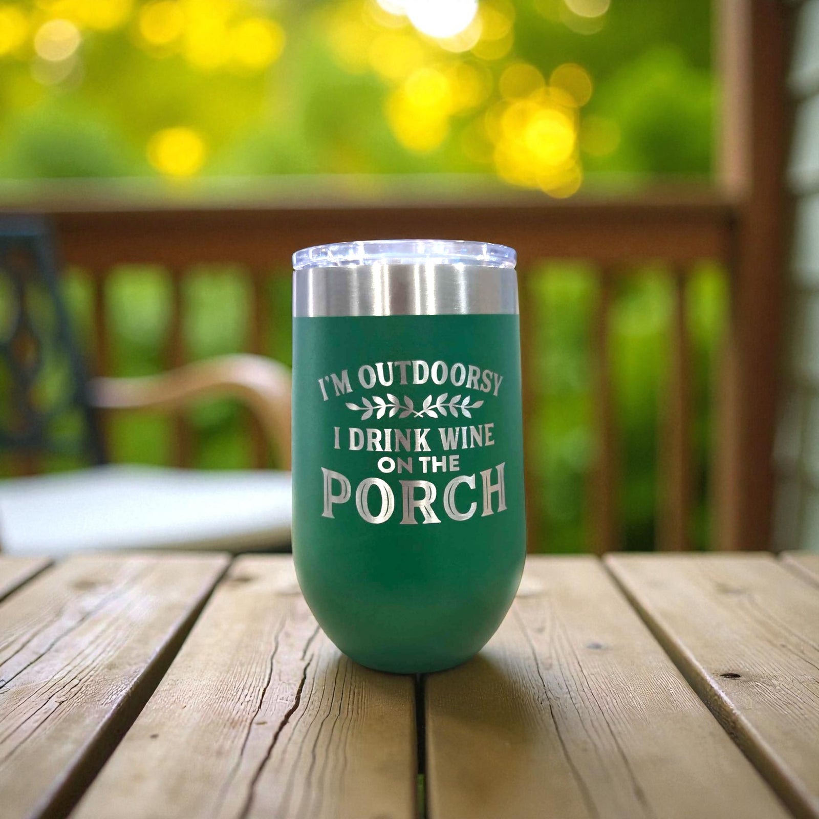 I'm Outdoorsy, I Drink Wine on the Porch - Engraved Polar Camel Wine Tumbler