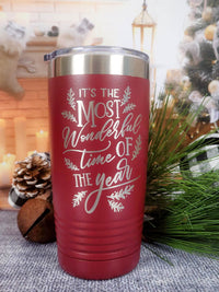 It's the Most Wonderful Time of the Year - Engraved Polar Camel Tumbler 20oz Maroon - Sunny Box