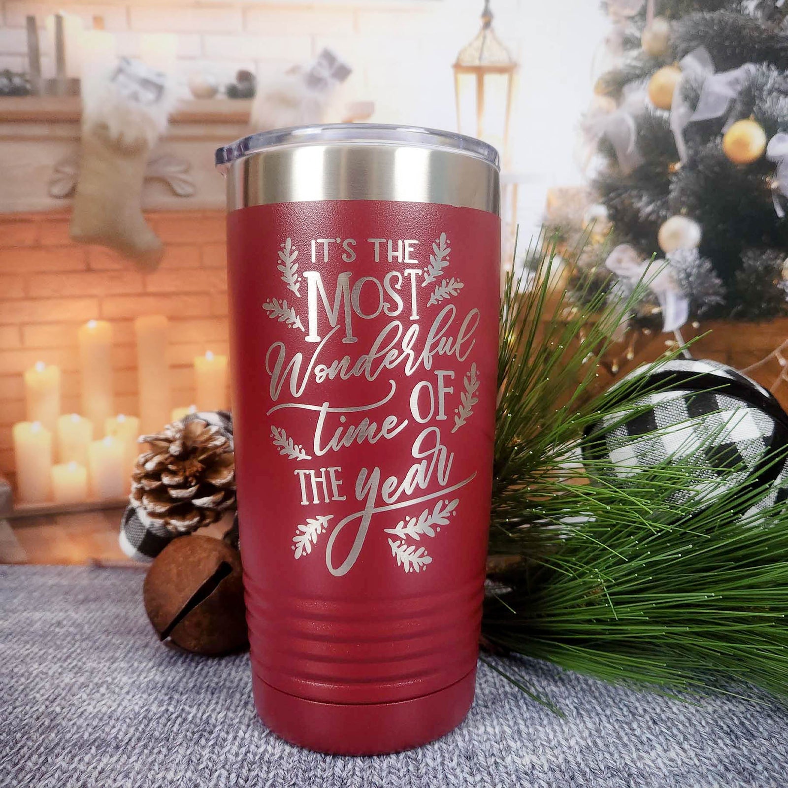 It's the Most Wonderful Time of the Year - Engraved Polar Camel Tumbler 20oz Maroon - Sunny Box
