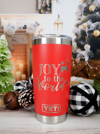 Joy to the World Reindeer - Christmas Engraved YETI Tumbler