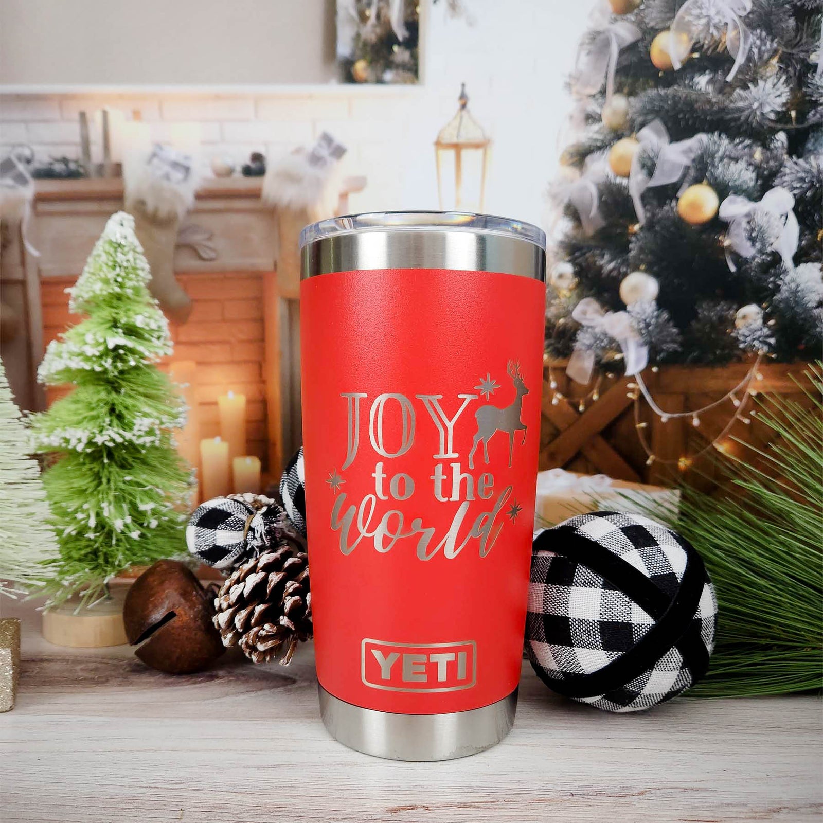 Joy to the World Reindeer - Christmas Engraved YETI Tumbler