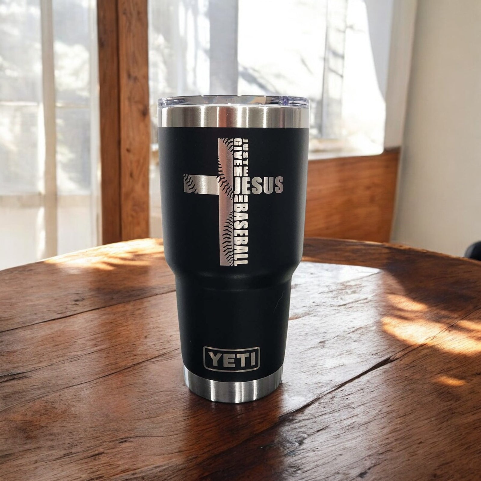 Just Give Me Jesus and Baseball - Engraved YETI Tumbler