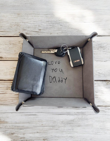Child's Handwriting Leather Catch All Valet tray - Sunny Box