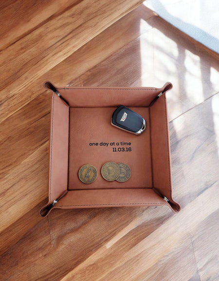Custom Leatherette Valet Tray - One Day at a Time